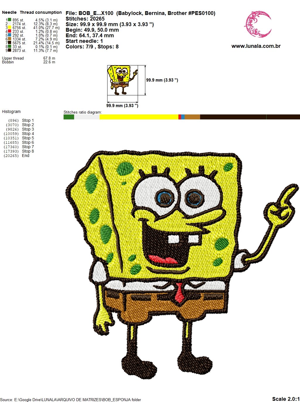 Matriz De Bordado Bob Esponja